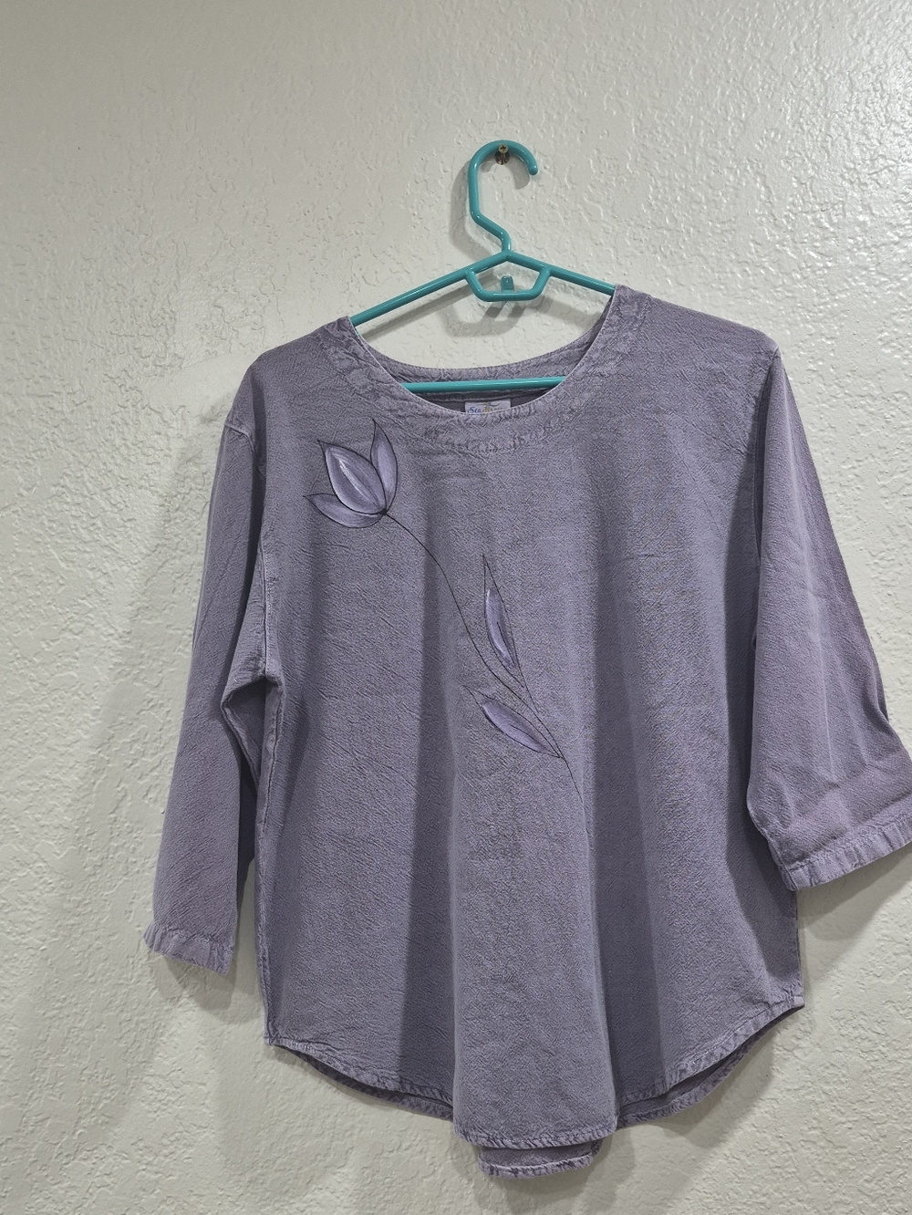 Sea Breeze of California Lavender 100% Cotton Floral  Top Small